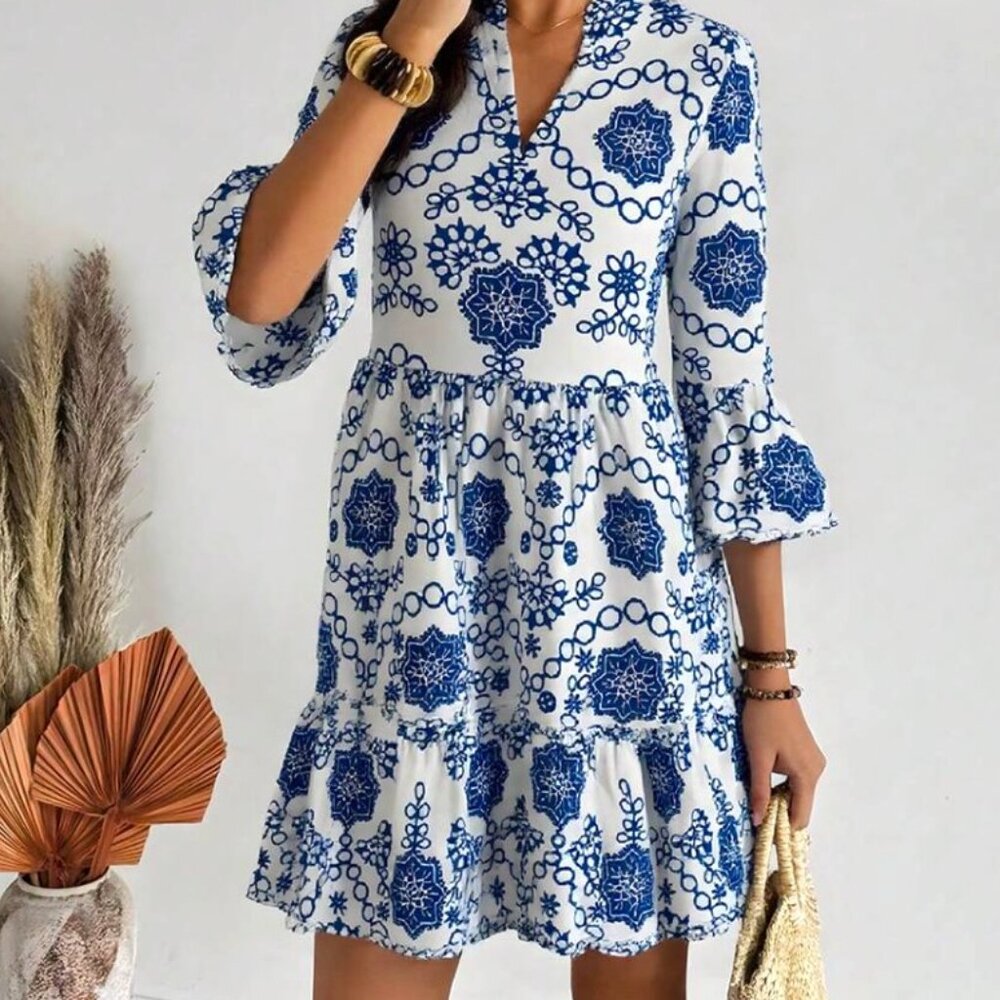 EMERY ROSE Casual Minimalist Floral Pattern Women Short Dress, Suitable XL NWOT